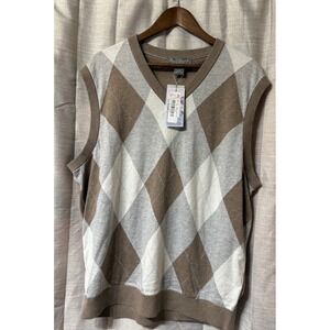 NWT Daniel Cremieux Mens XL Argyle Sweater Vest Supima Cotton Cashmere Blend
